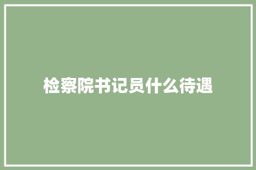 检察院书记员什么待遇