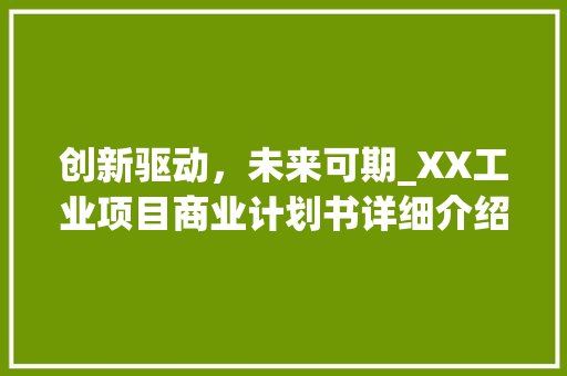 创新驱动，未来可期_XX工业项目商业计划书详细介绍