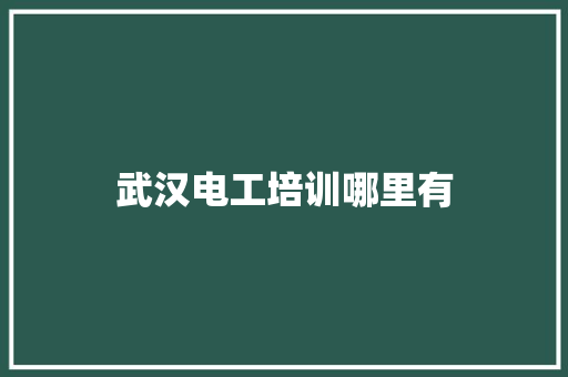 武汉电工培训哪里有