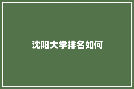 沈阳大学排名如何