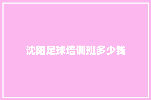 沈阳足球培训班多少钱