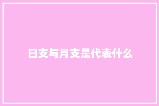 日支与月支是代表什么
