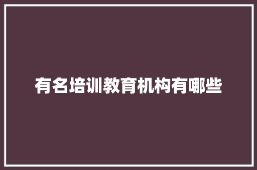 有名培训教育机构有哪些