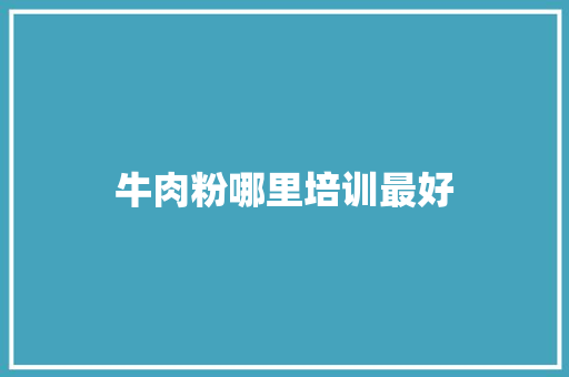 牛肉粉哪里培训最好