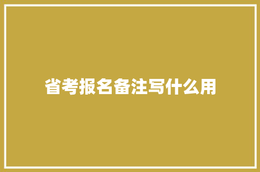 省考报名备注写什么用