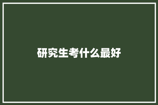 研究生考什么最好