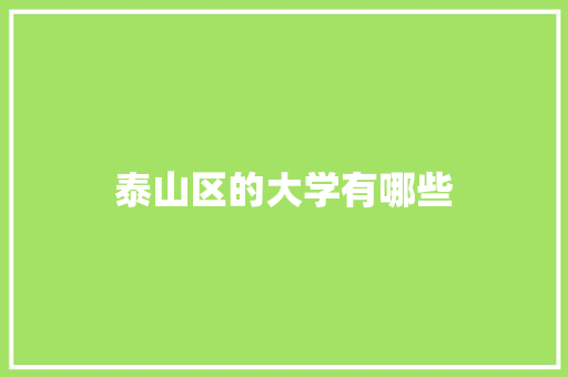 泰山区的大学有哪些