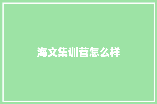海文集训营怎么样