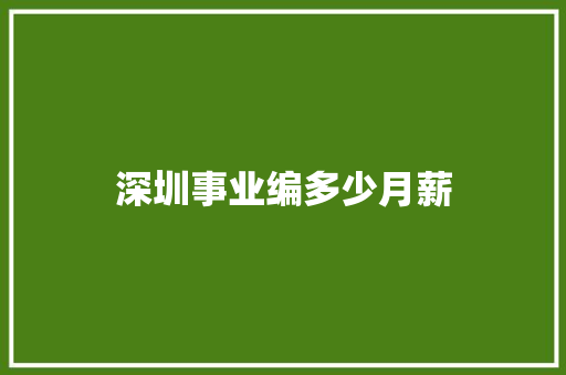 深圳事业编多少月薪