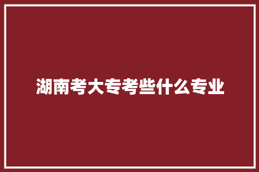 湖南考大专考些什么专业