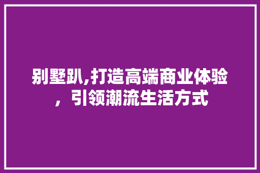 别墅趴,打造高端商业体验，引领潮流生活方式