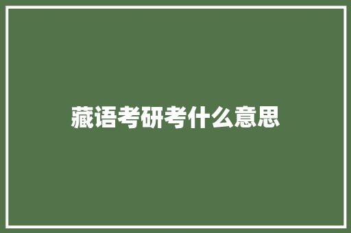 藏语考研考什么意思