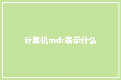 计算机mdr表示什么