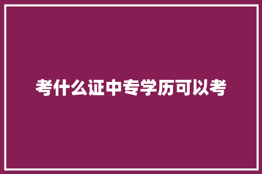 考什么证中专学历可以考