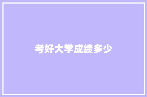 考好大学成绩多少