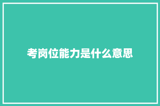 考岗位能力是什么意思