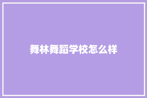 舞林舞蹈学校怎么样