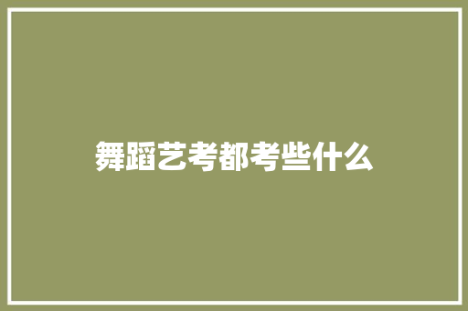 舞蹈艺考都考些什么