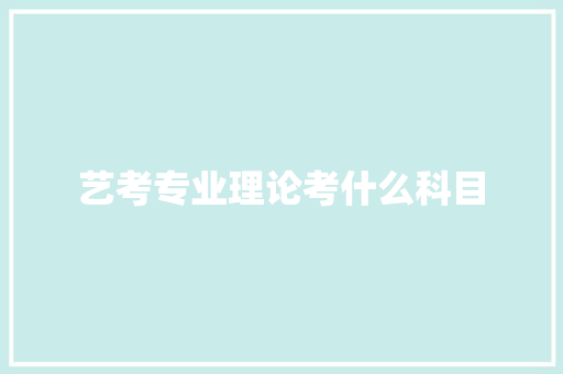 艺考专业理论考什么科目