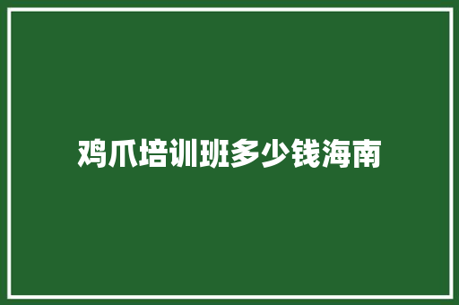 鸡爪培训班多少钱海南