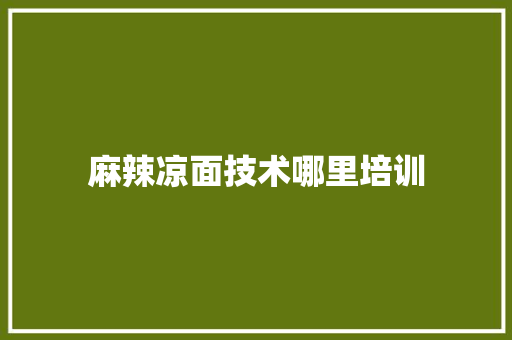 麻辣凉面技术哪里培训