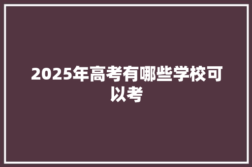 2025年高考有哪些学校可以考