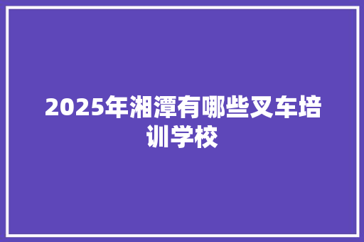 2025年湘潭有哪些叉车培训学校