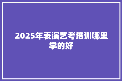 2025年表演艺考培训哪里学的好