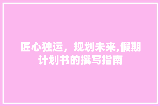匠心独运，规划未来,假期计划书的撰写指南 名人名言