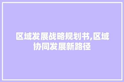 区域发展战略规划书,区域协同发展新路径