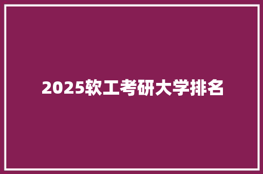 2025软工考研大学排名