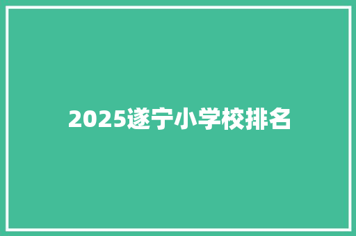 2025遂宁小学校排名