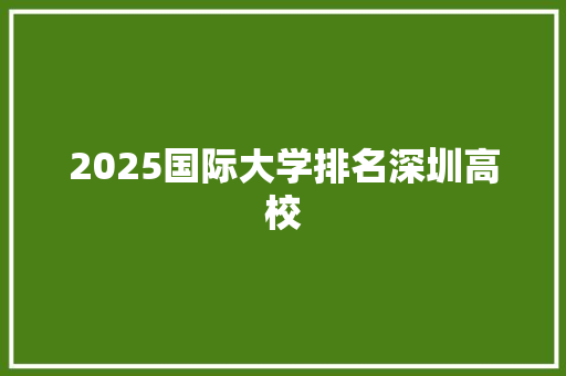 2025国际大学排名深圳高校