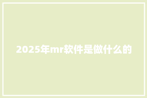 2025年mr软件是做什么的