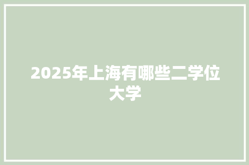 2025年上海有哪些二学位大学