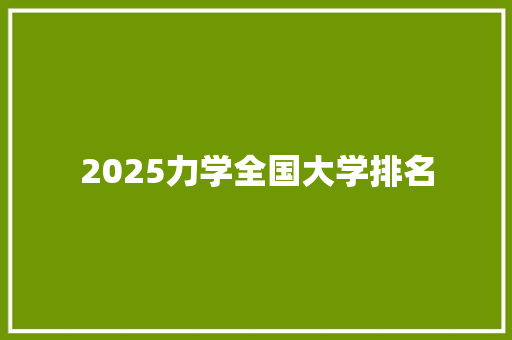 2025力学全国大学排名