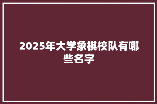 2025年大学象棋校队有哪些名字 个人简历