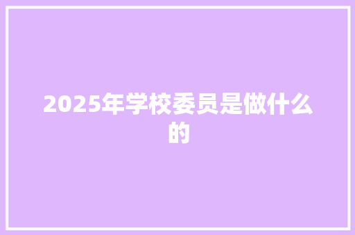 2025年学校委员是做什么的 个人简历