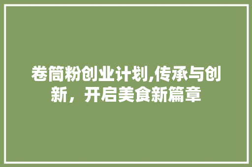 卷筒粉创业计划,传承与创新，开启美食新篇章