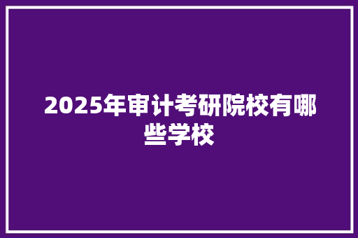 2025年审计考研院校有哪些学校