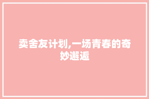 卖舍友计划,一场青春的奇妙邂逅