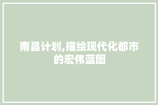 南昌计划,描绘现代化都市的宏伟蓝图