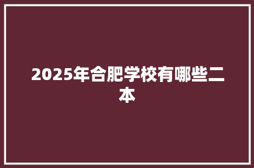 2025年合肥学校有哪些二本