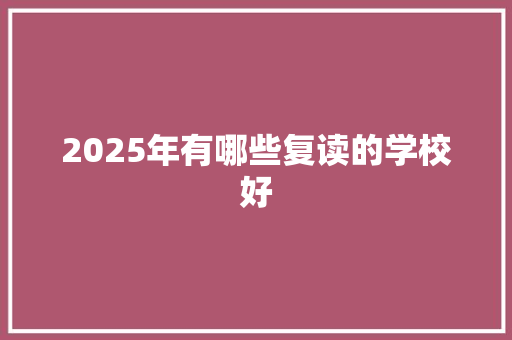 2025年有哪些复读的学校好