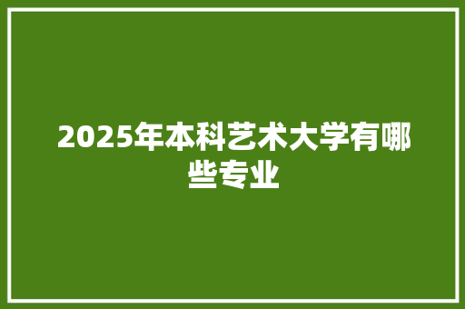 2025年本科艺术大学有哪些专业