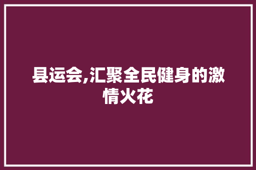 县运会,汇聚全民健身的激情火花