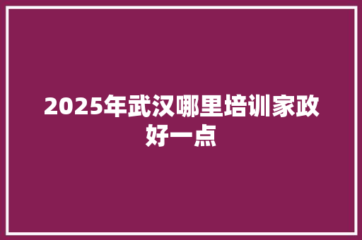 2025年武汉哪里培训家政好一点