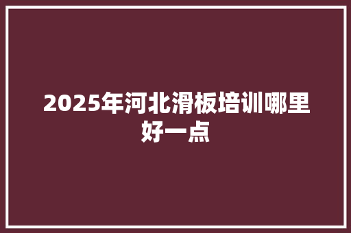 2025年河北滑板培训哪里好一点