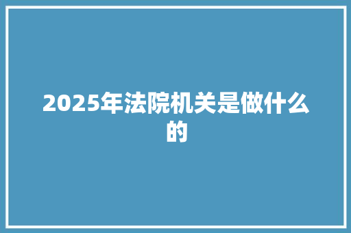 2025年法院机关是做什么的