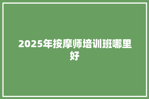 2025年按摩师培训班哪里好